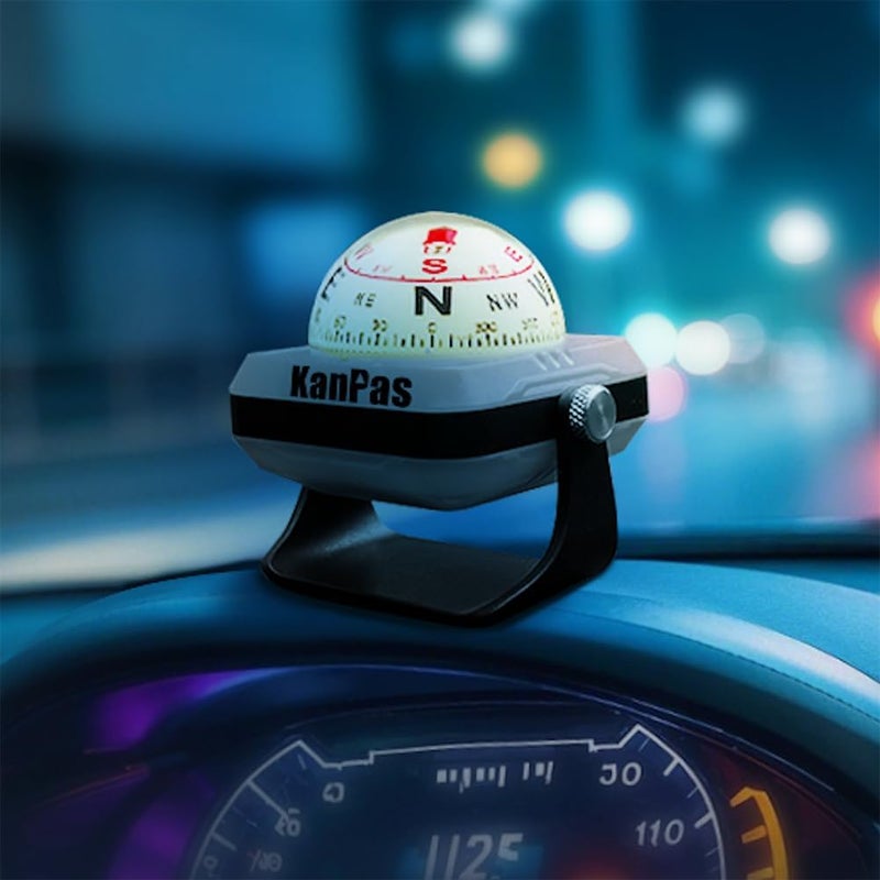 KanPas V-39-L Dashboard Ball Compass for Car with Double Dials Luminous Capsule Adjustable Holder - Image 5